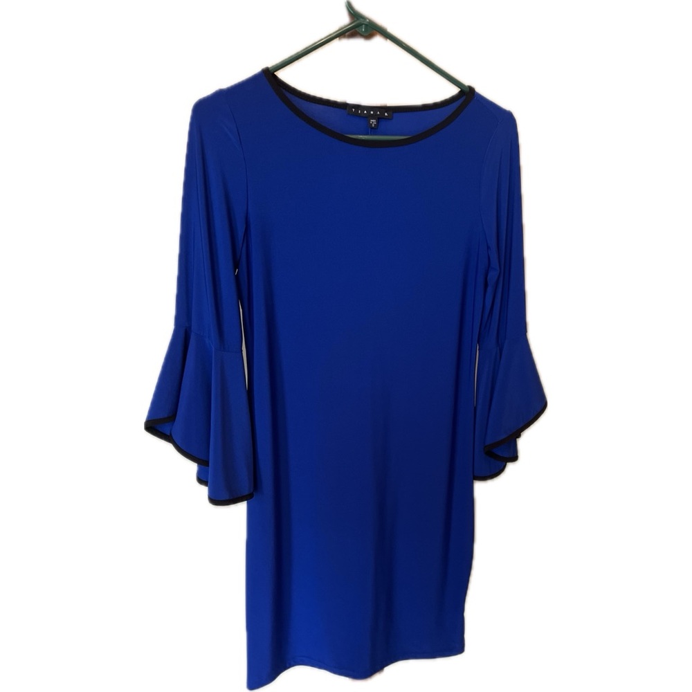 Tiana B Blue Dress with Flared Sleeves